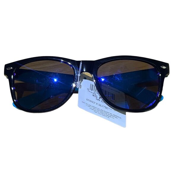 FGX (Foster Grant) Sunglasses Black Frame Blue Arms 100% UVA UVB Protection - Picture 5 of 9